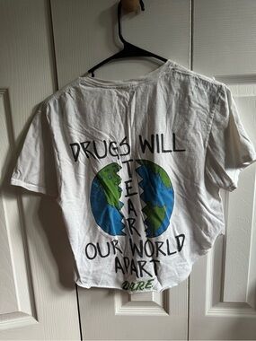 DARE Kids White Graphic Tee - "Drugs Will Tear Our World Apart"